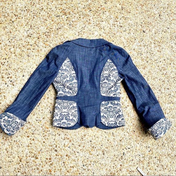Like New Arden B Y2K 90s Denim Cream Brocade Jacket Size S - Picture 8 of 8
